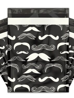 25 Black & White Mustache Polymailers 10x13 | Shipping Bags | Boutique Packaging
